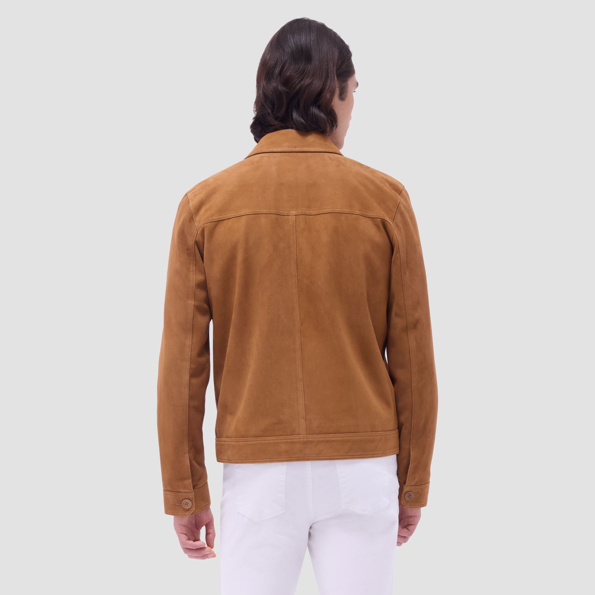 Bugatchi Suede Trucker Jacket Tan