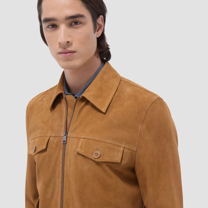 Bugatchi Suede Trucker Jacket Tan