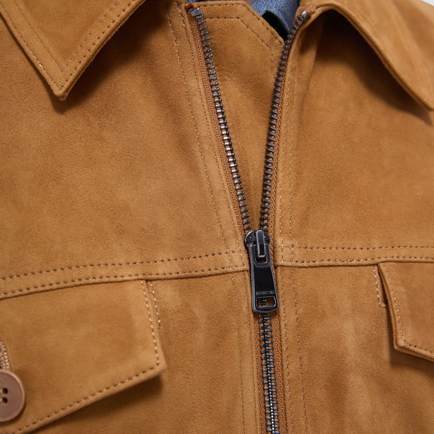Bugatchi Suede Trucker Jacket Tan