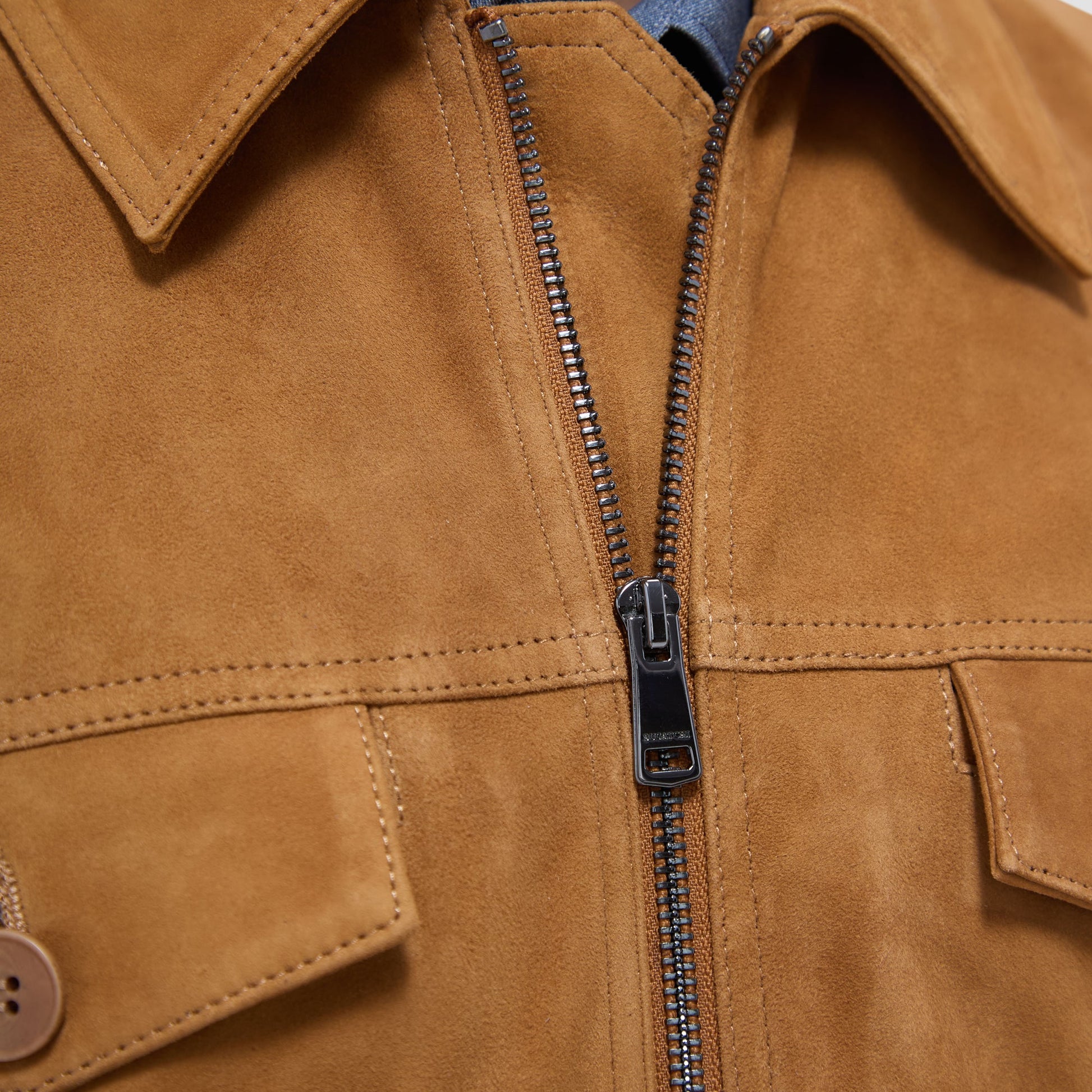 Bugatchi Suede Trucker Jacket Tan