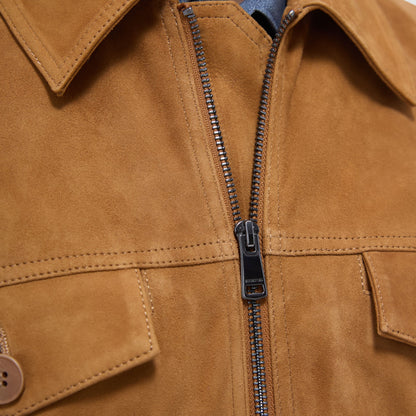 Bugatchi Suede Trucker Jacket Tan