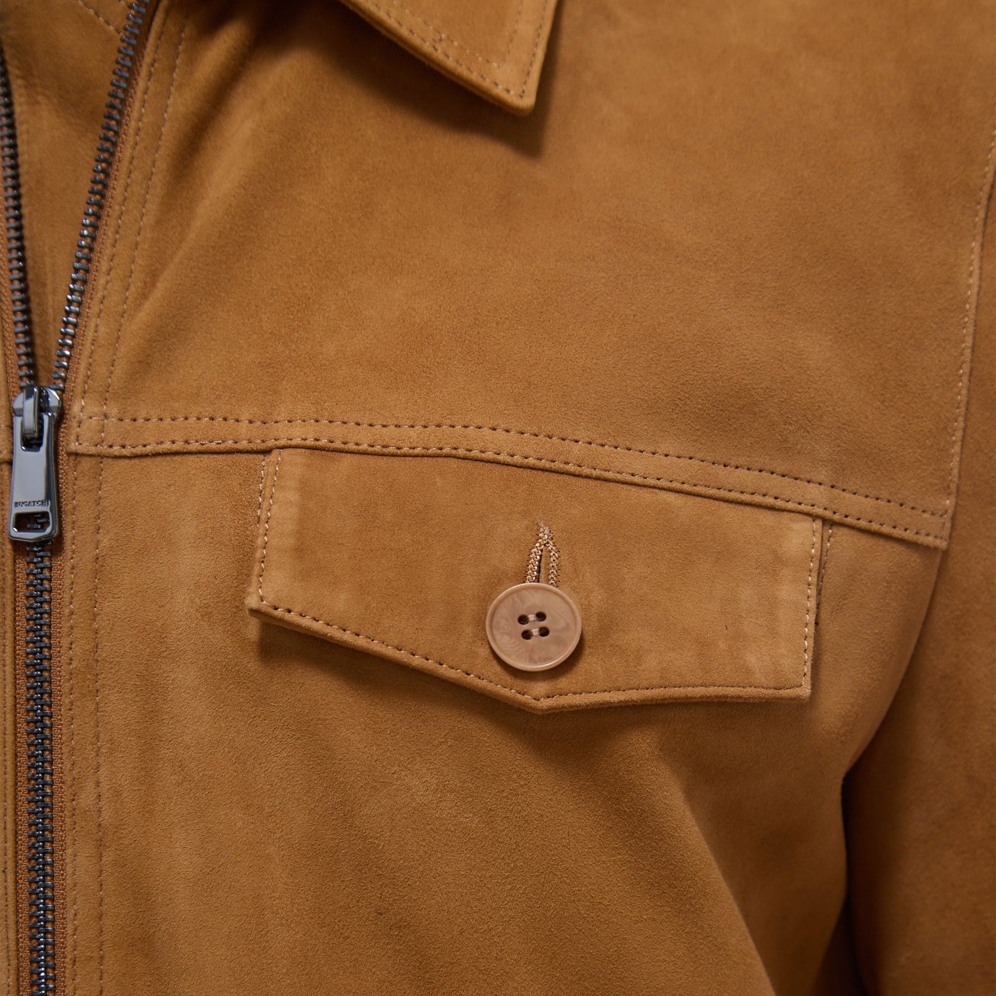 Bugatchi Suede Trucker Jacket Tan