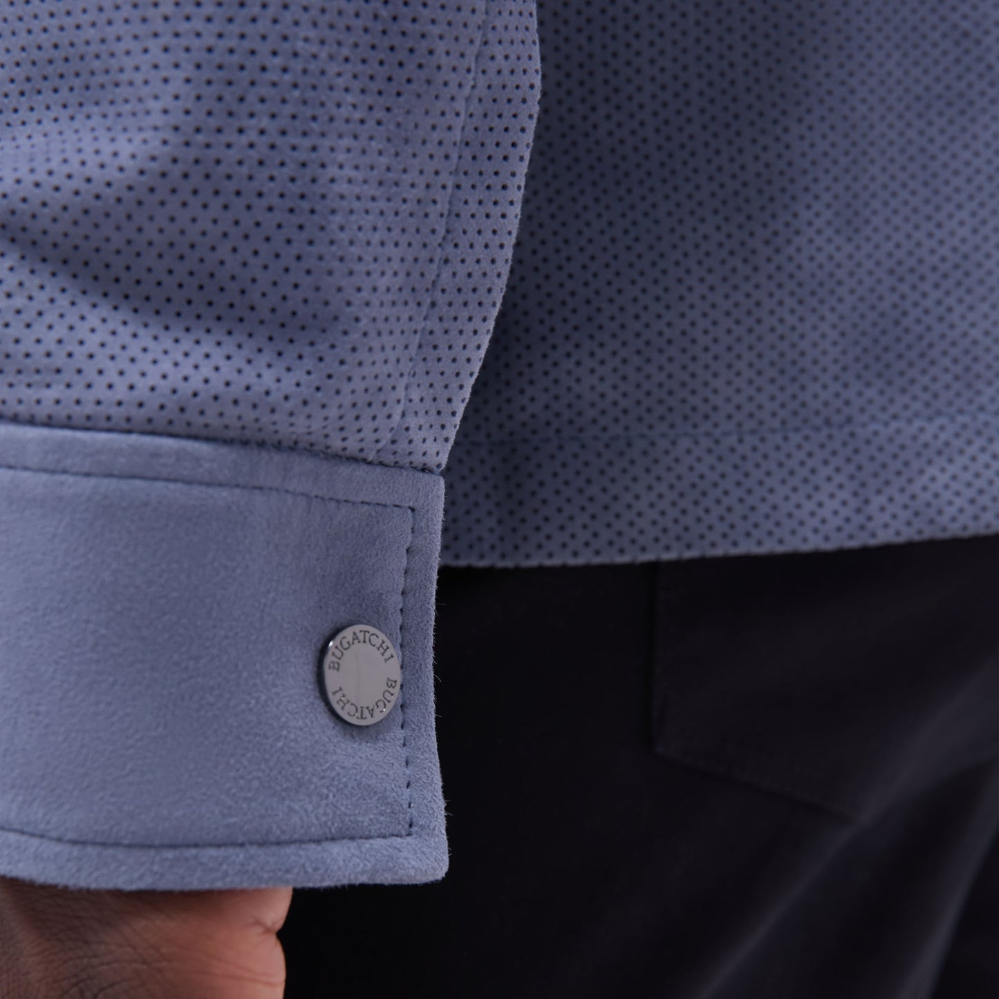 Bugatchi Perforated Suede Shirt Jacket Steel