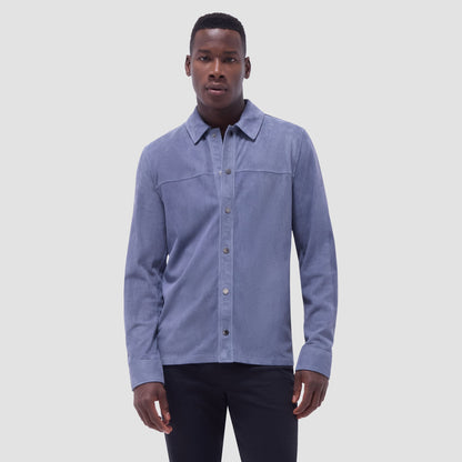 Bugatchi Perforated Suede Shirt Jacket Steel
