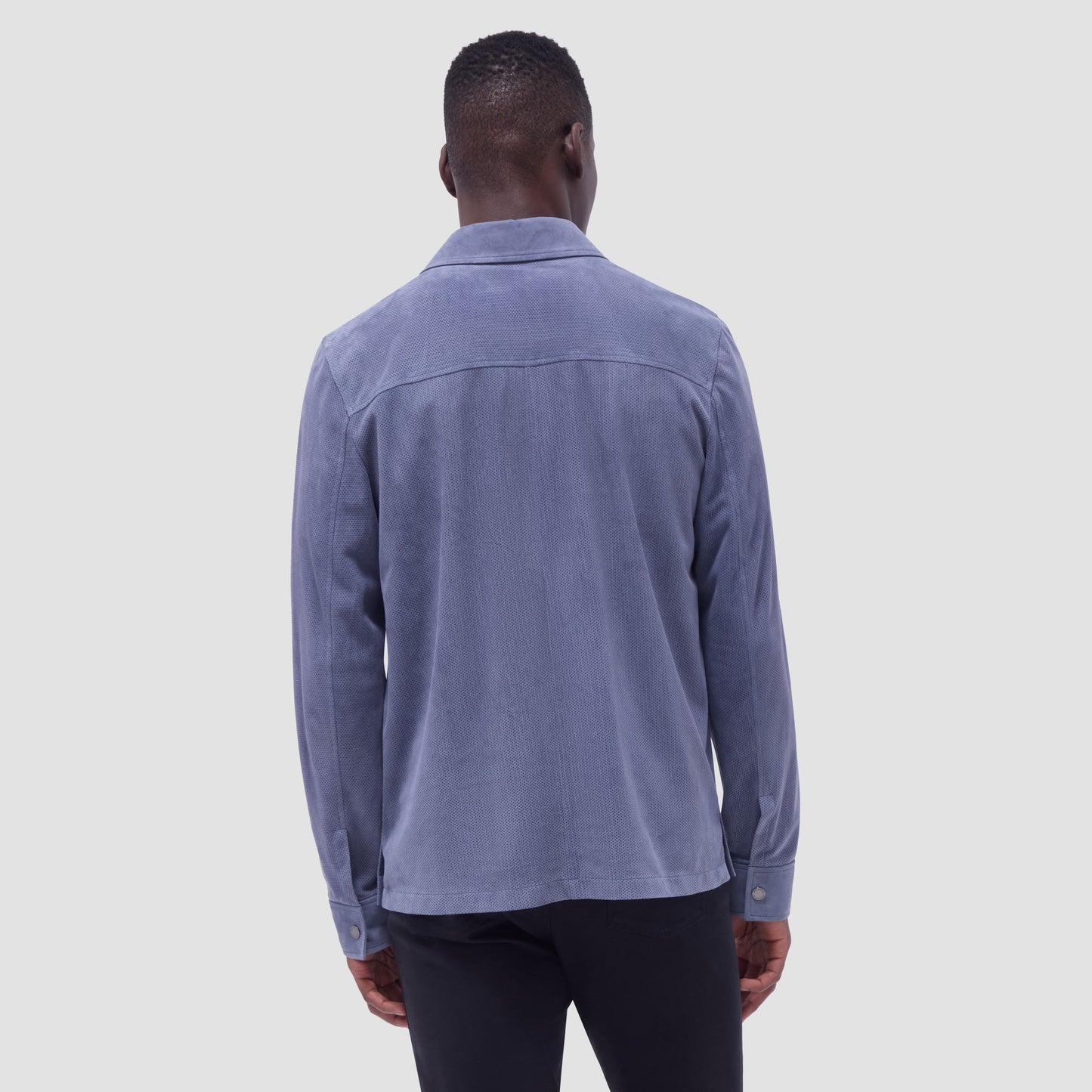 Bugatchi Perforated Suede Shirt Jacket Steel