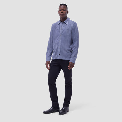 Bugatchi Perforated Suede Shirt Jacket Steel