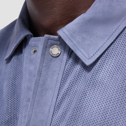 Bugatchi Perforated Suede Shirt Jacket Steel