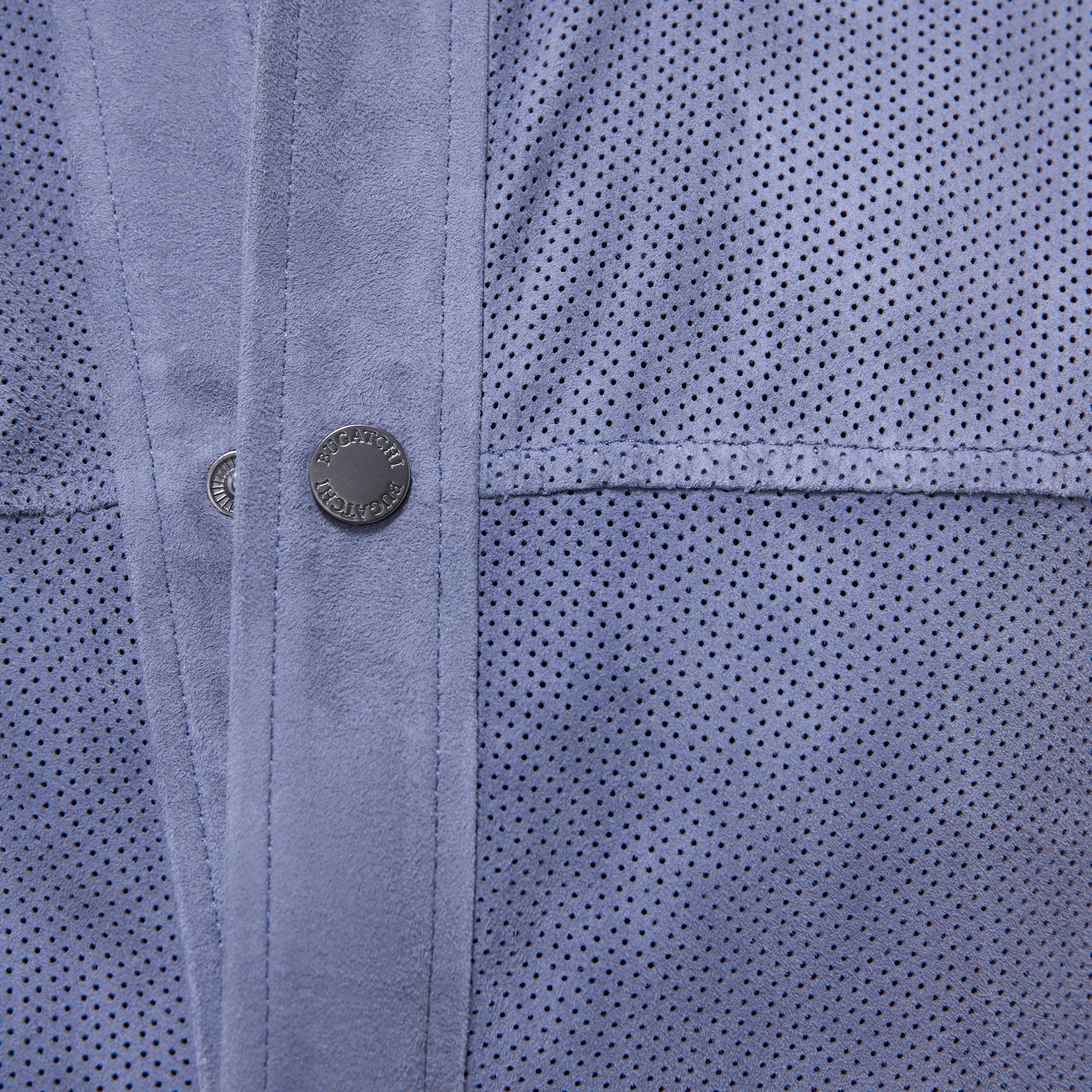 Bugatchi Perforated Suede Shirt Jacket Steel