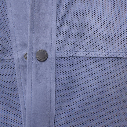 Bugatchi Perforated Suede Shirt Jacket Steel