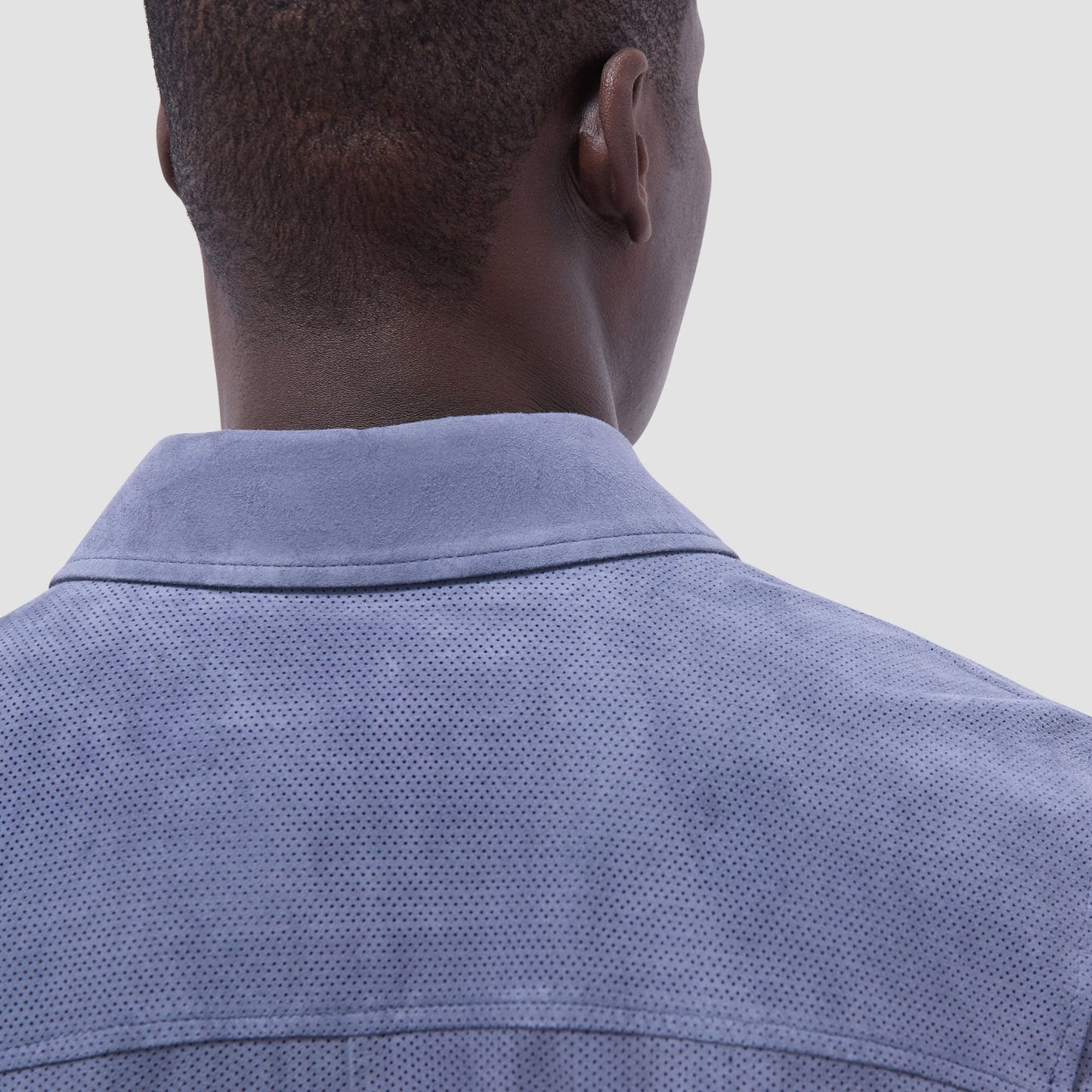 Bugatchi Perforated Suede Shirt Jacket Steel