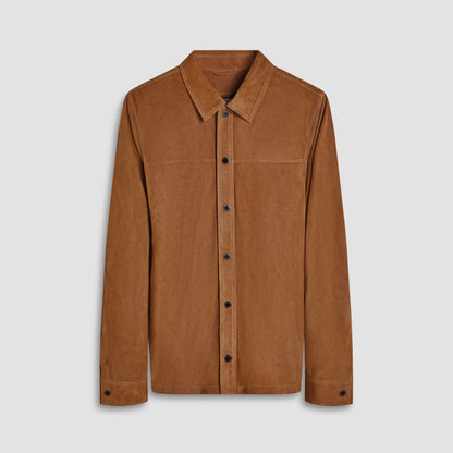 Bugatchi Perforated Suede Shirt Jacket Tan