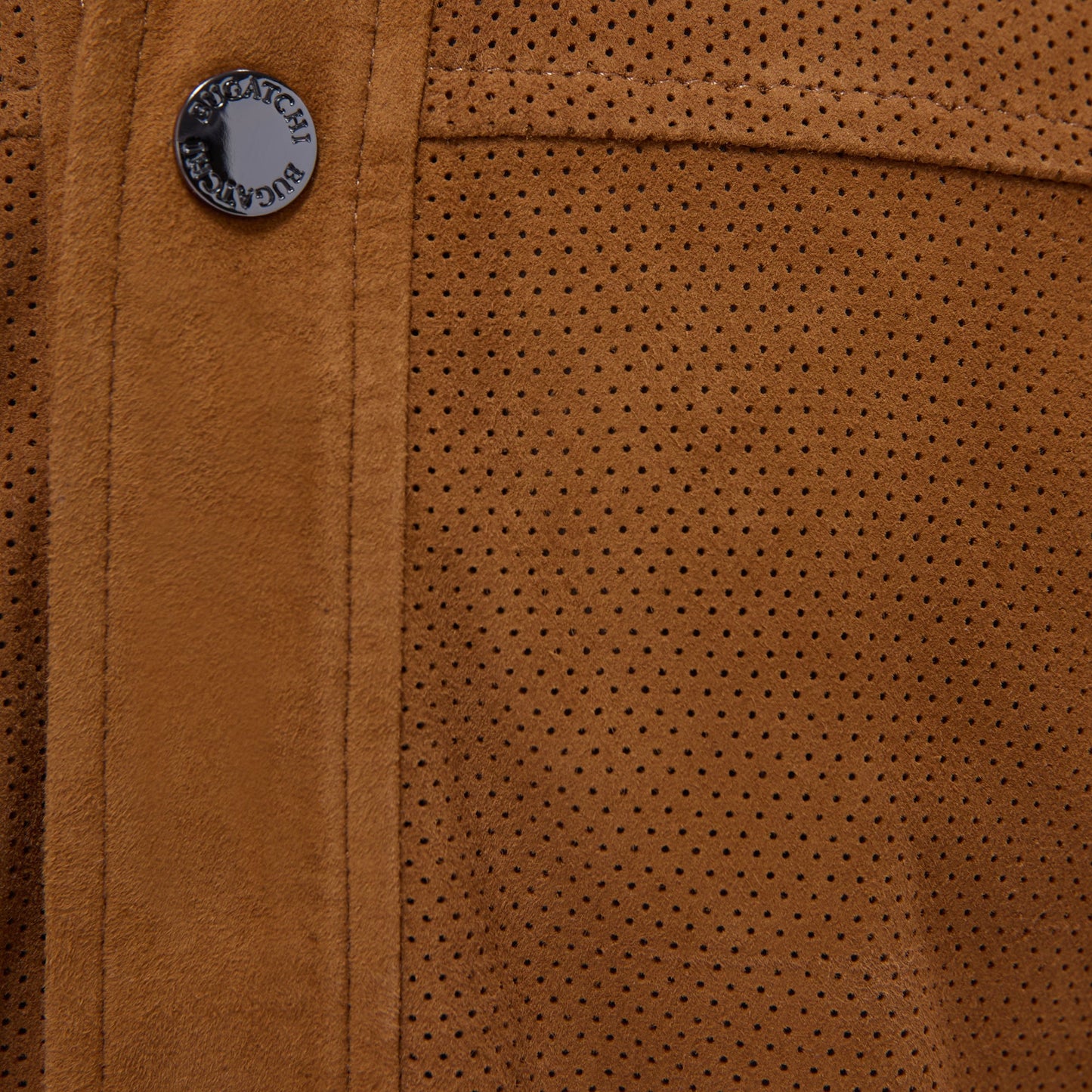 Bugatchi Perforated Suede Shirt Jacket Tan