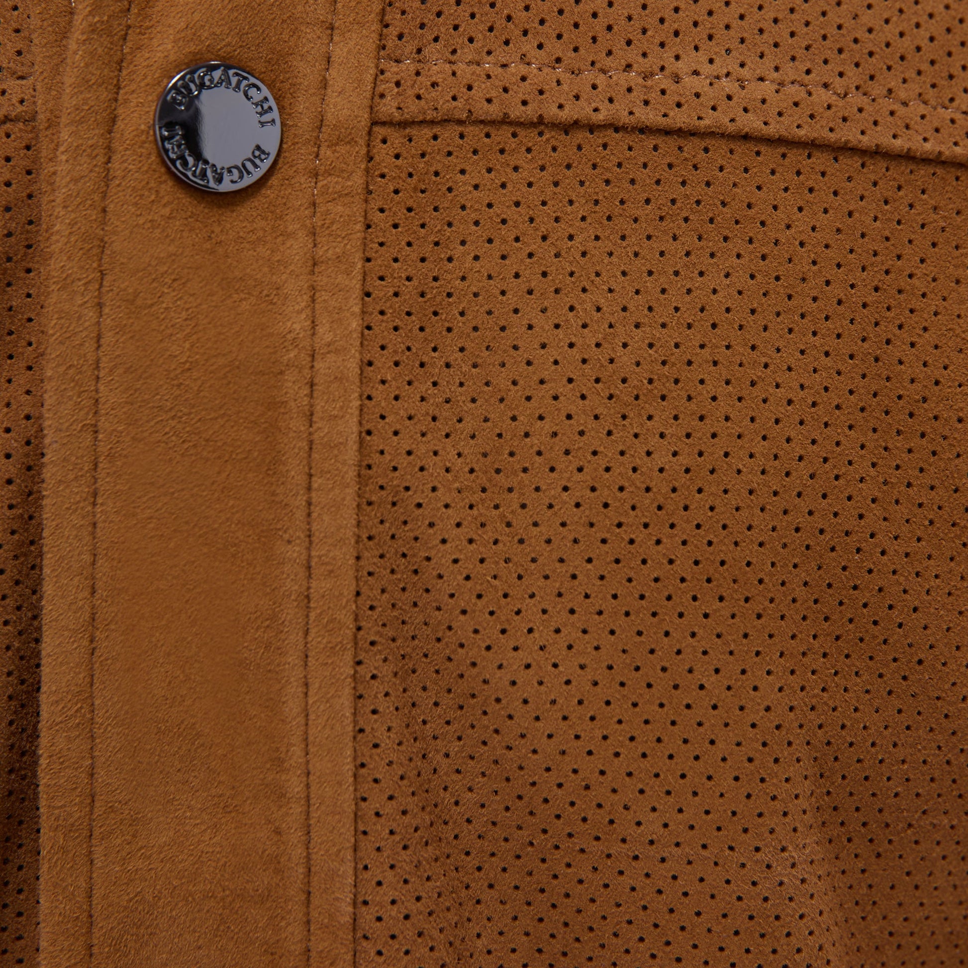 Bugatchi Perforated Suede Shirt Jacket Tan