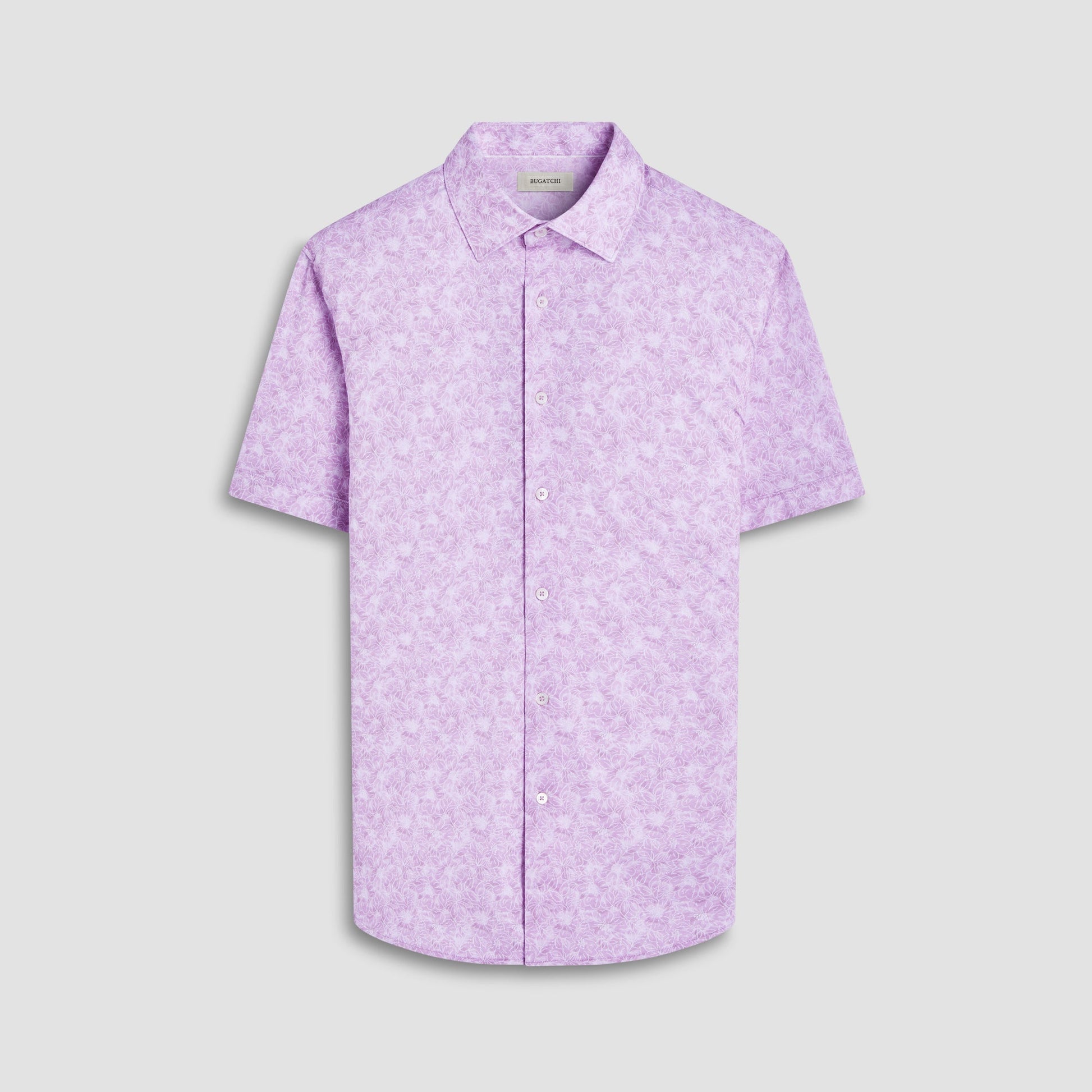 Bugatchi Miles Floral OoohCotton® Short-Sleeve Shirt Pink