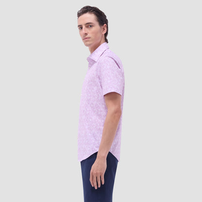 Bugatchi Miles Floral OoohCotton® Short-Sleeve Shirt Pink