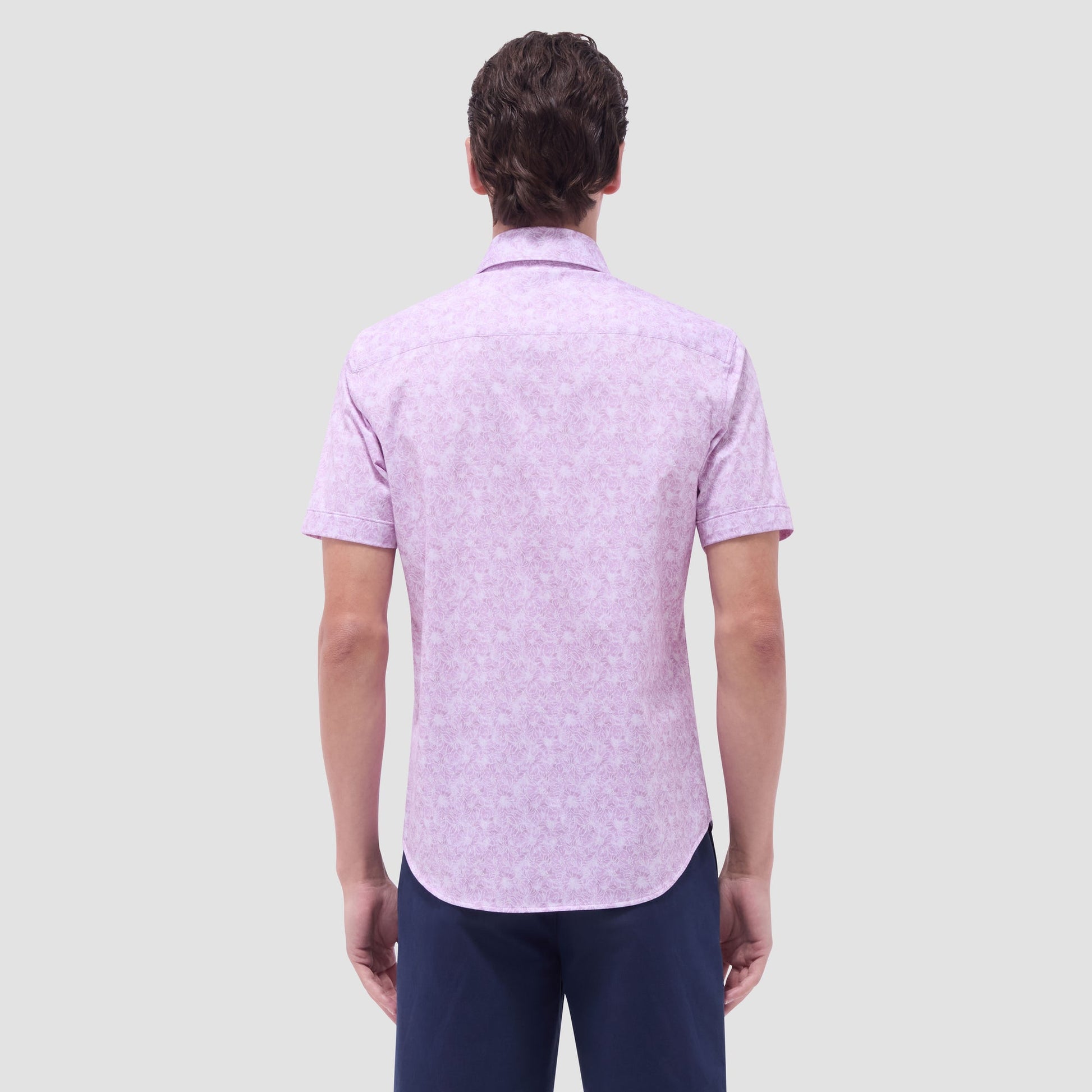 Bugatchi Miles Floral OoohCotton® Short-Sleeve Shirt Pink