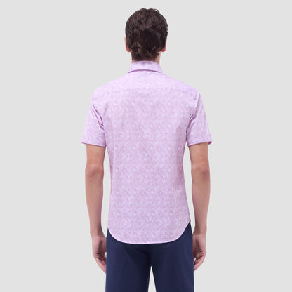 Bugatchi Miles Floral OoohCotton® Short-Sleeve Shirt Pink