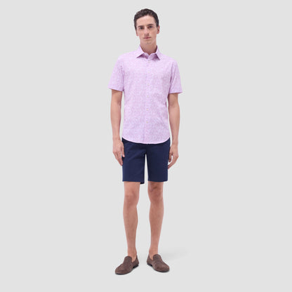 Bugatchi Miles Floral OoohCotton® Short-Sleeve Shirt Pink