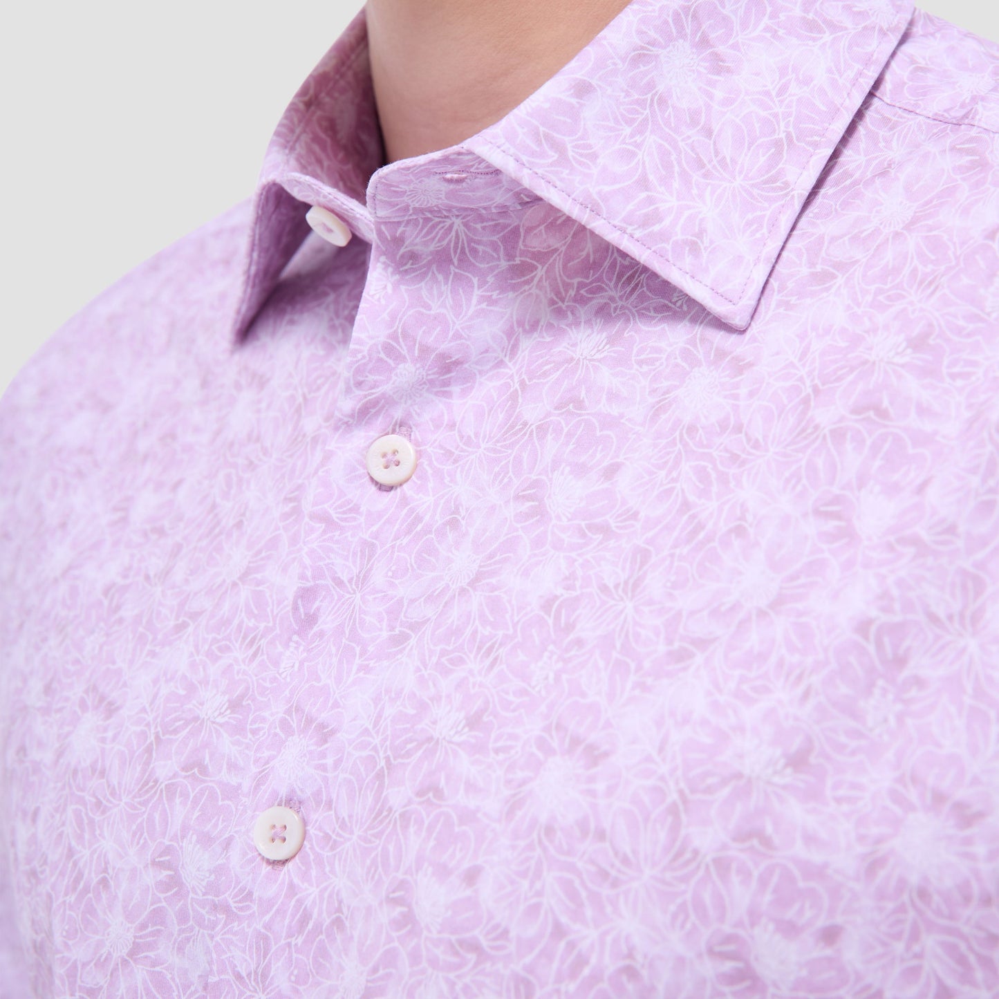 Bugatchi Miles Floral OoohCotton® Short-Sleeve Shirt Pink