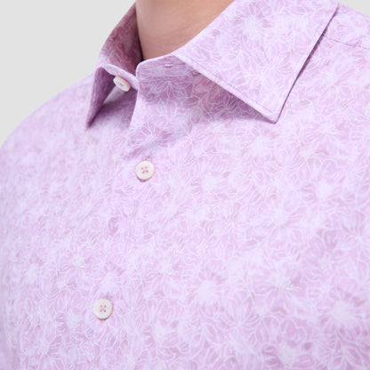 Bugatchi Miles Floral OoohCotton® Short-Sleeve Shirt Pink