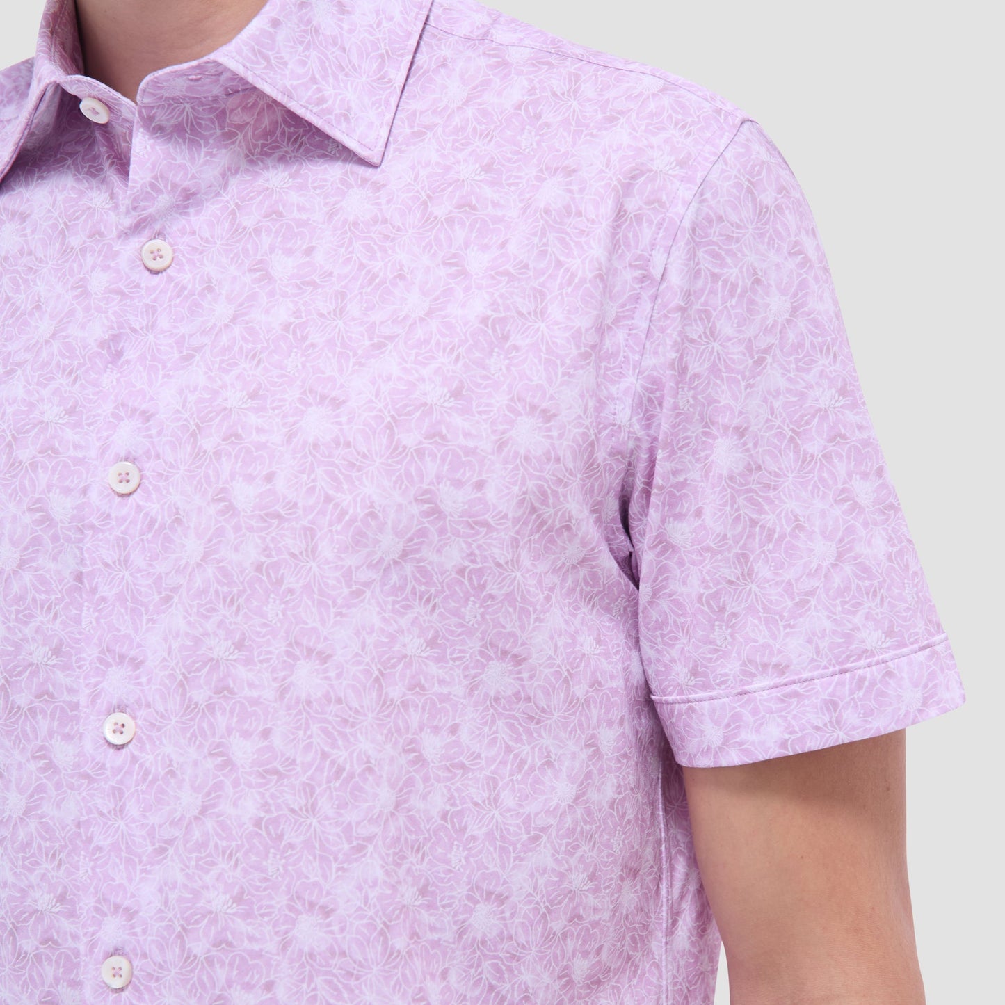 Bugatchi Miles Floral OoohCotton® Short-Sleeve Shirt Pink