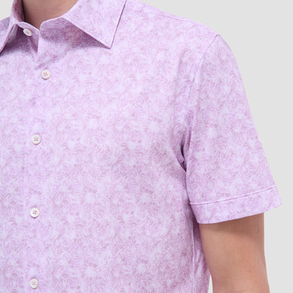 Bugatchi Miles Floral OoohCotton® Short-Sleeve Shirt Pink