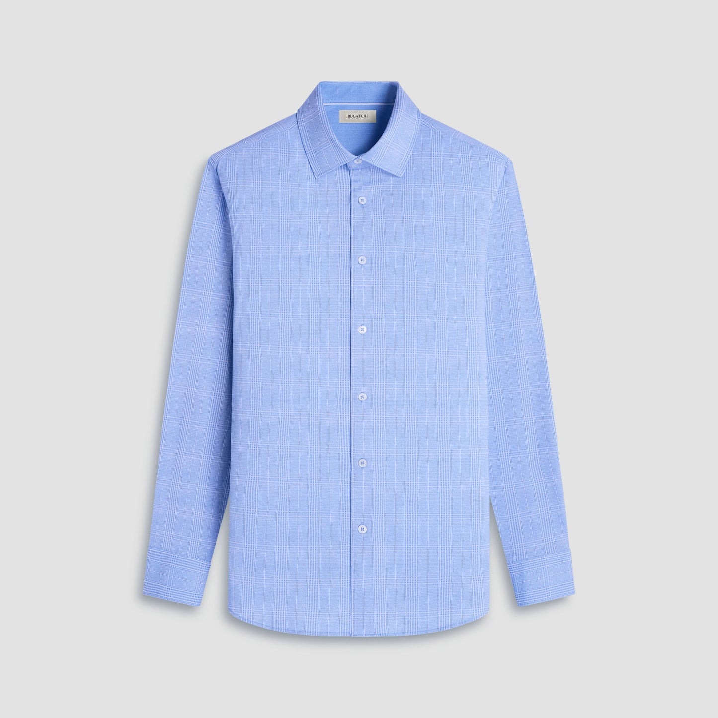 Bugatchi Jimmy Double-Sided Glen Plaid & Herringbone OoohCotton® Shirt Air Blue