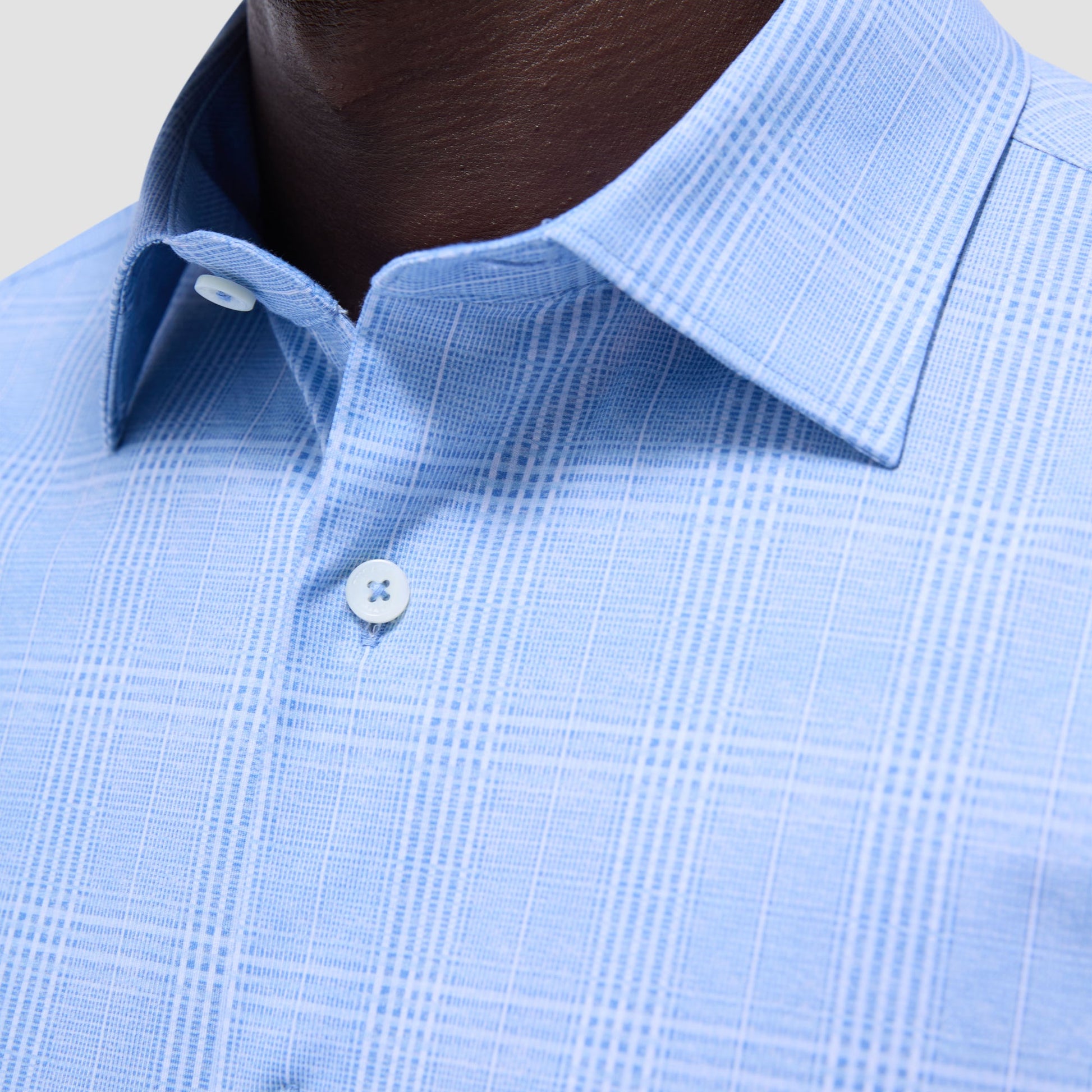 Bugatchi Jimmy Double-Sided Glen Plaid & Herringbone OoohCotton® Shirt Air Blue