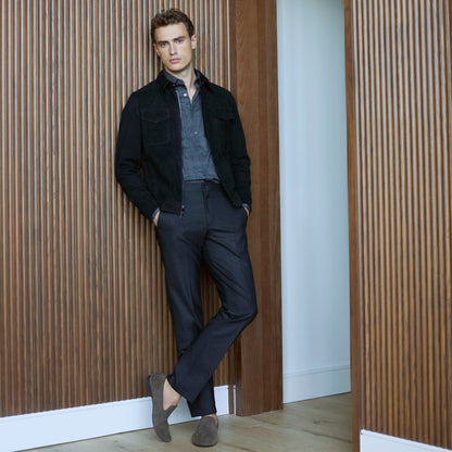 Bugatchi Jimmy Double-Sided Glen Plaid & Herringbone OoohCotton® Shirt Black