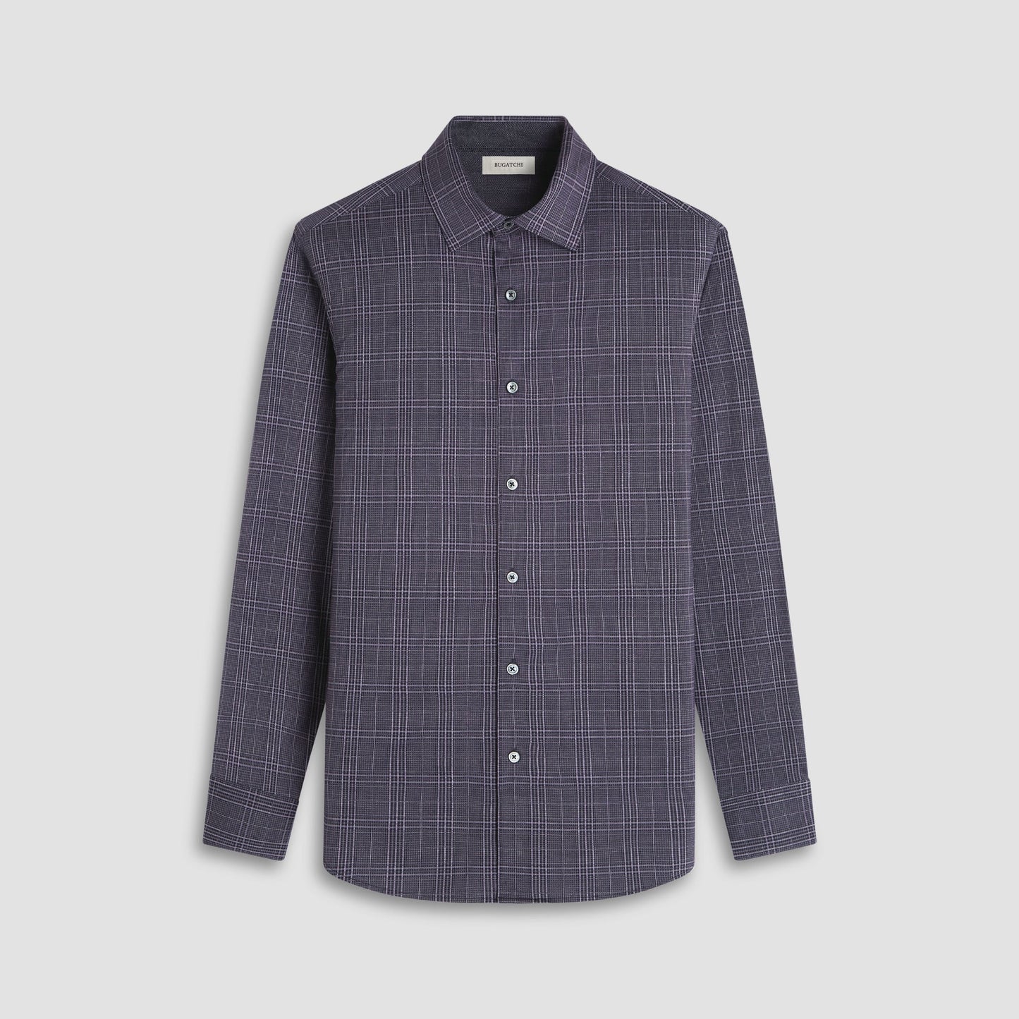 Bugatchi Jimmy Double-Sided Glen Plaid & Herringbone OoohCotton® Shirt Black