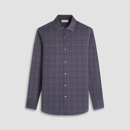 Bugatchi Jimmy Double-Sided Glen Plaid & Herringbone OoohCotton® Shirt Black