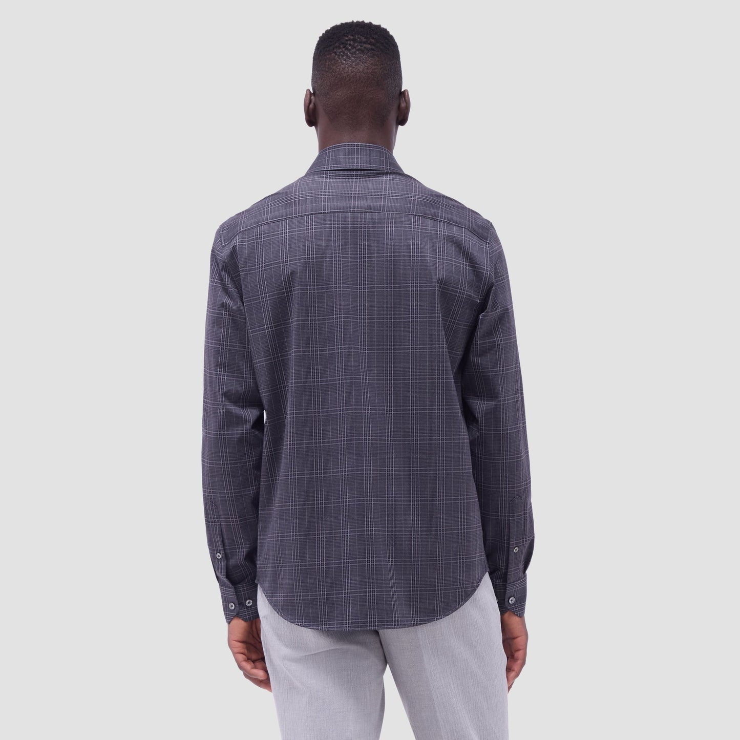 Bugatchi Jimmy Double-Sided Glen Plaid & Herringbone OoohCotton® Shirt Black