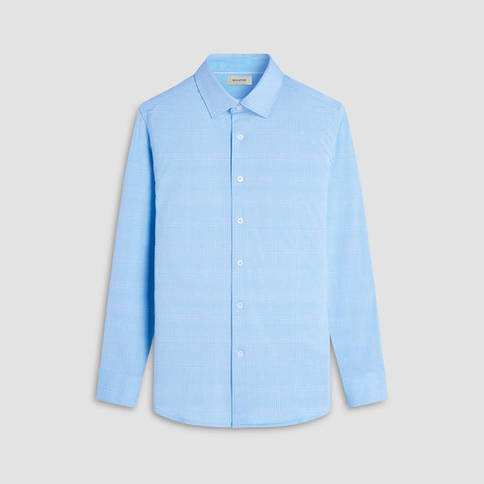 Bugatchi Jimmy Double-Sided Glen Plaid & Herringbone OoohCotton® Shirt Turquoise
