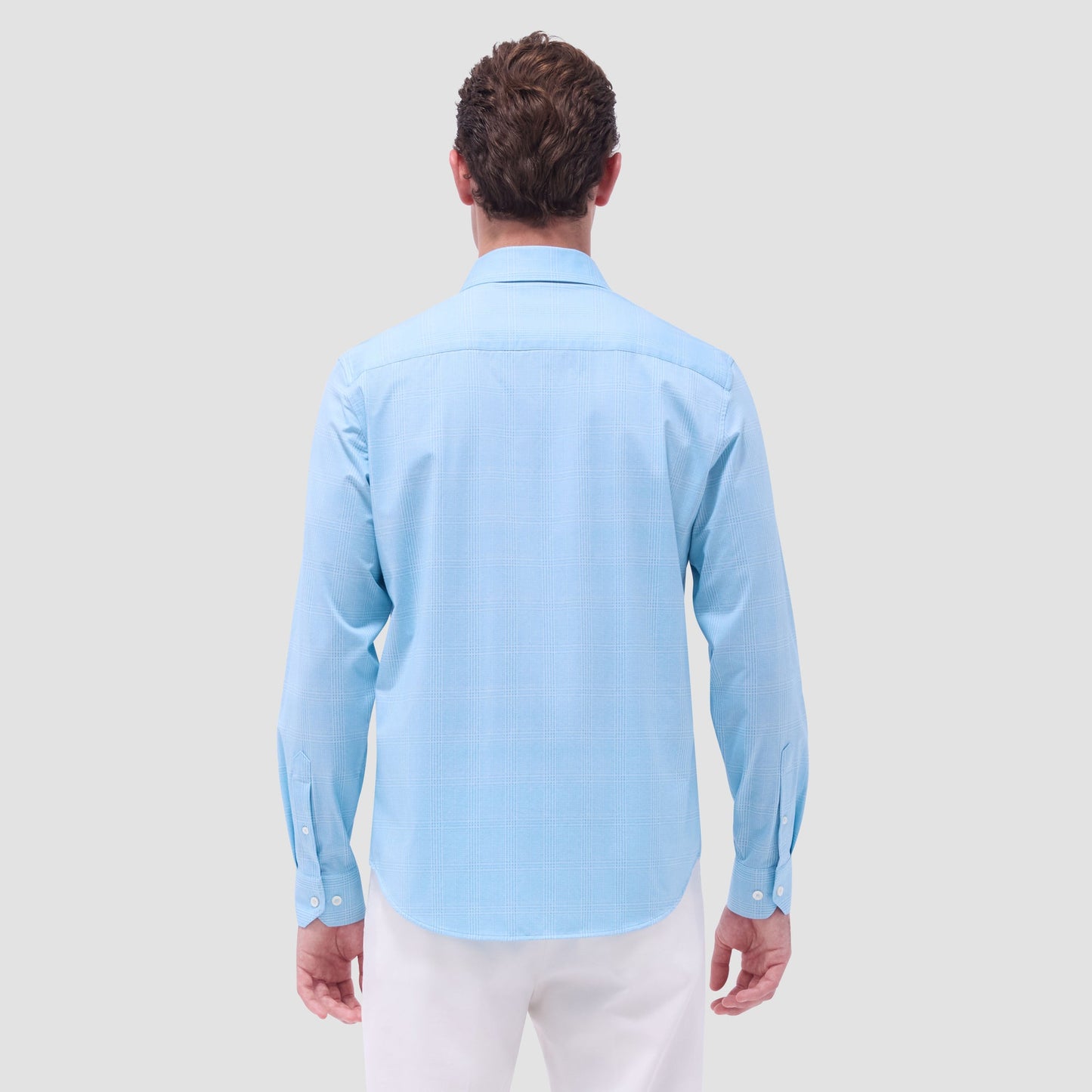 Bugatchi Jimmy Double-Sided Glen Plaid & Herringbone OoohCotton® Shirt Turquoise