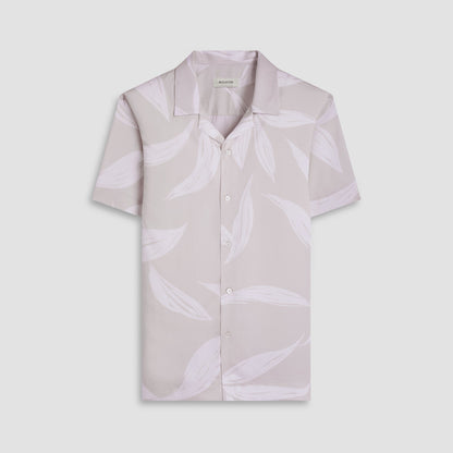 Bugatchi Jackson Leaf Print Camp Shirt Almond