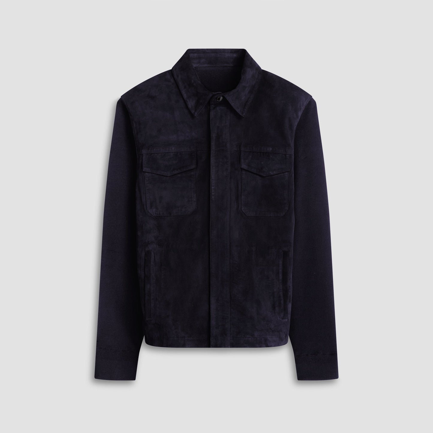 Bugatchi Suede Hybrid Bomber Jacket Black