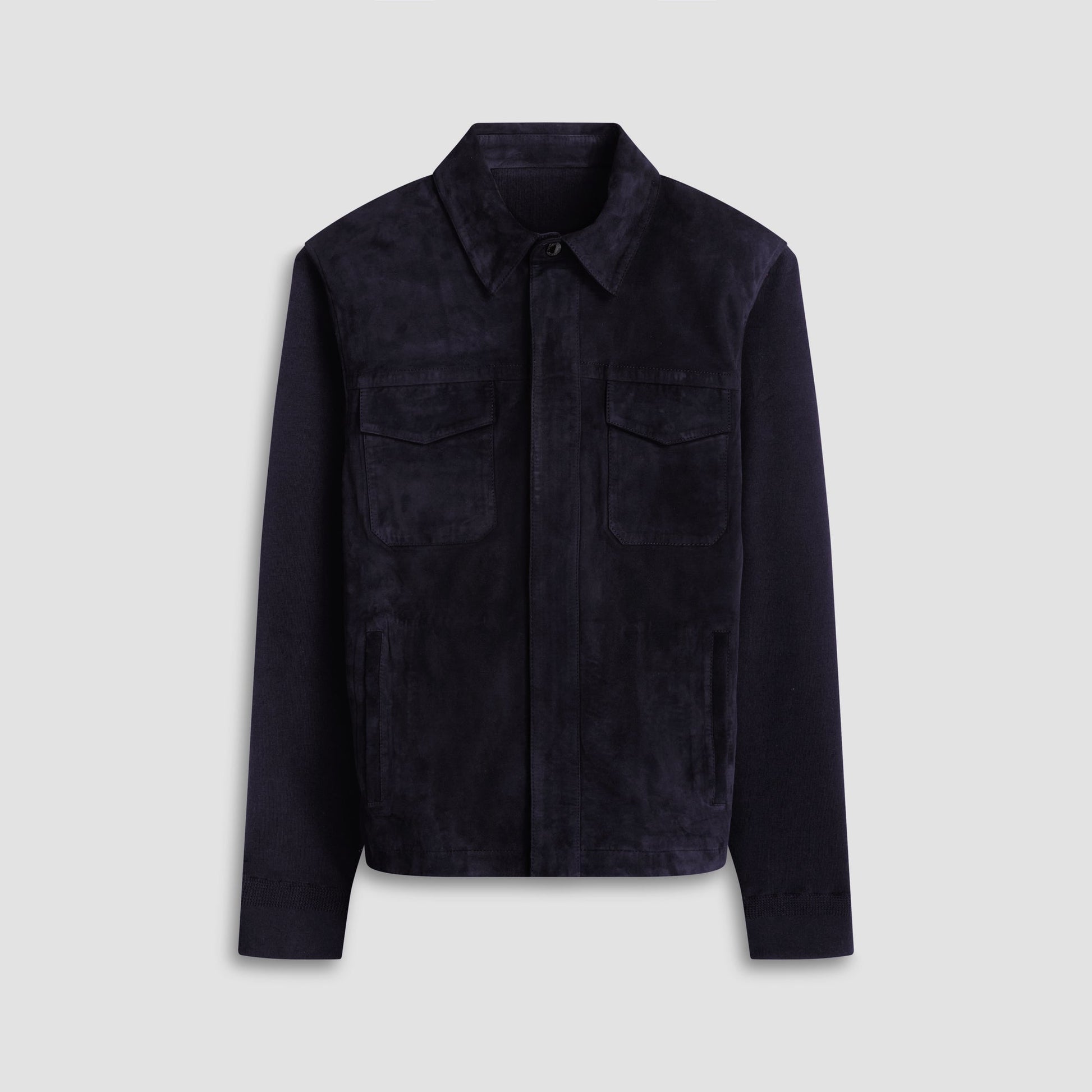 Bugatchi Suede Hybrid Bomber Jacket Black