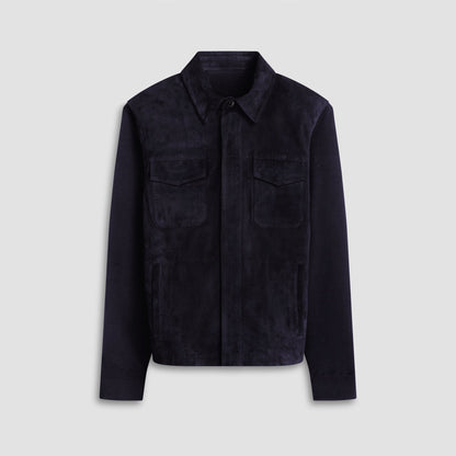 Bugatchi Suede Hybrid Bomber Jacket Black