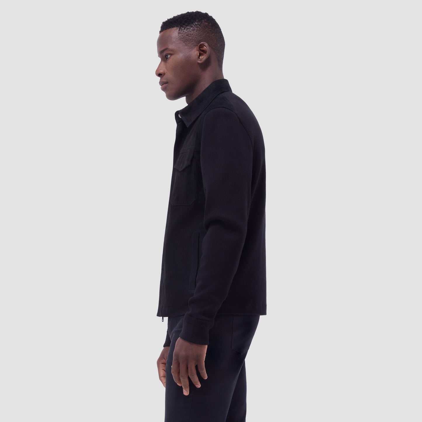 Bugatchi Suede Hybrid Bomber Jacket Black