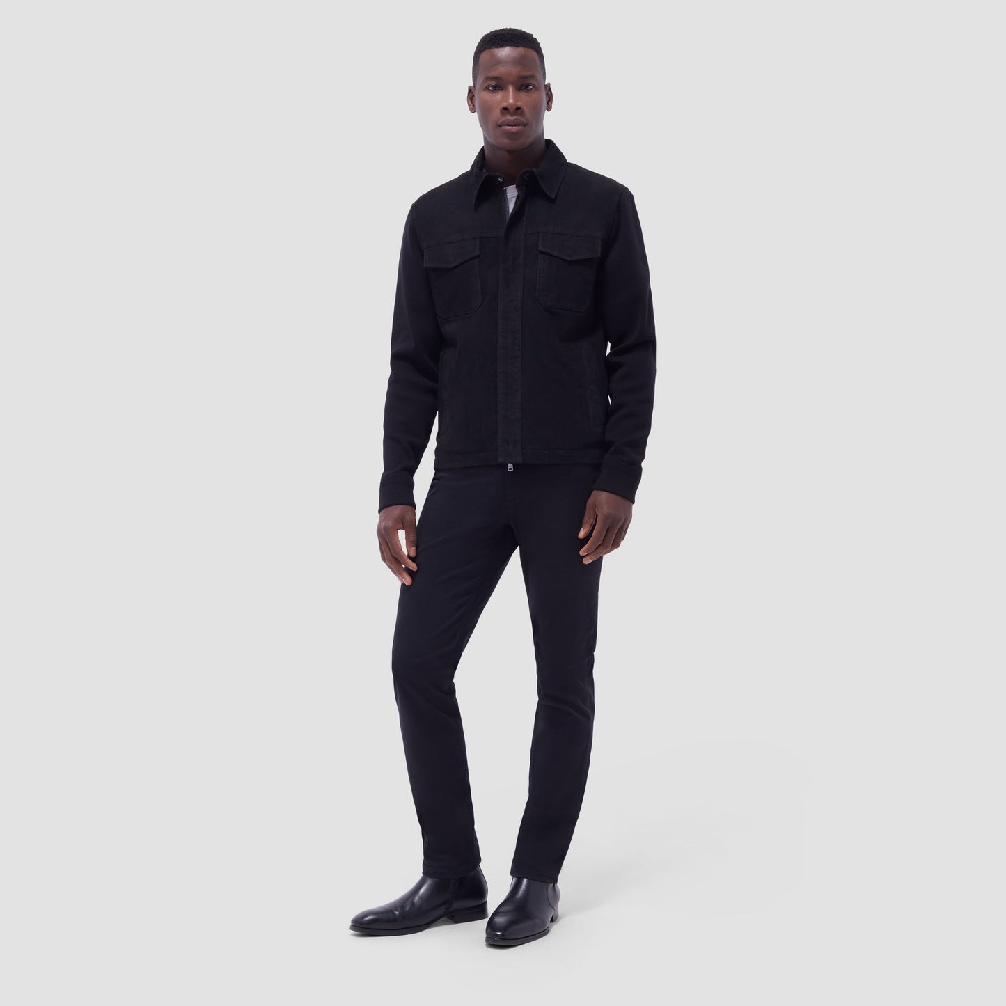 Bugatchi Suede Hybrid Bomber Jacket Black