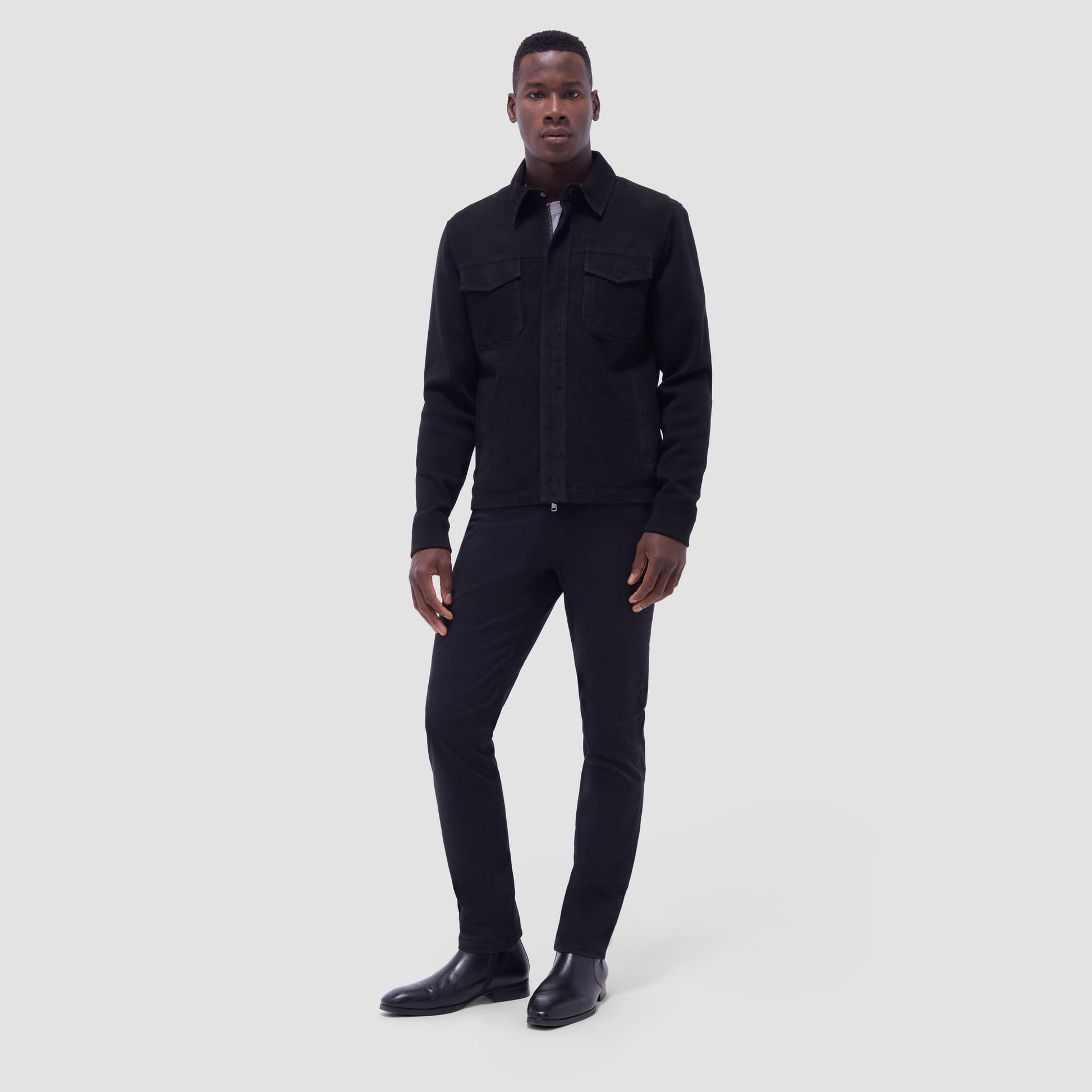 Bugatchi Suede Hybrid Bomber Jacket Black