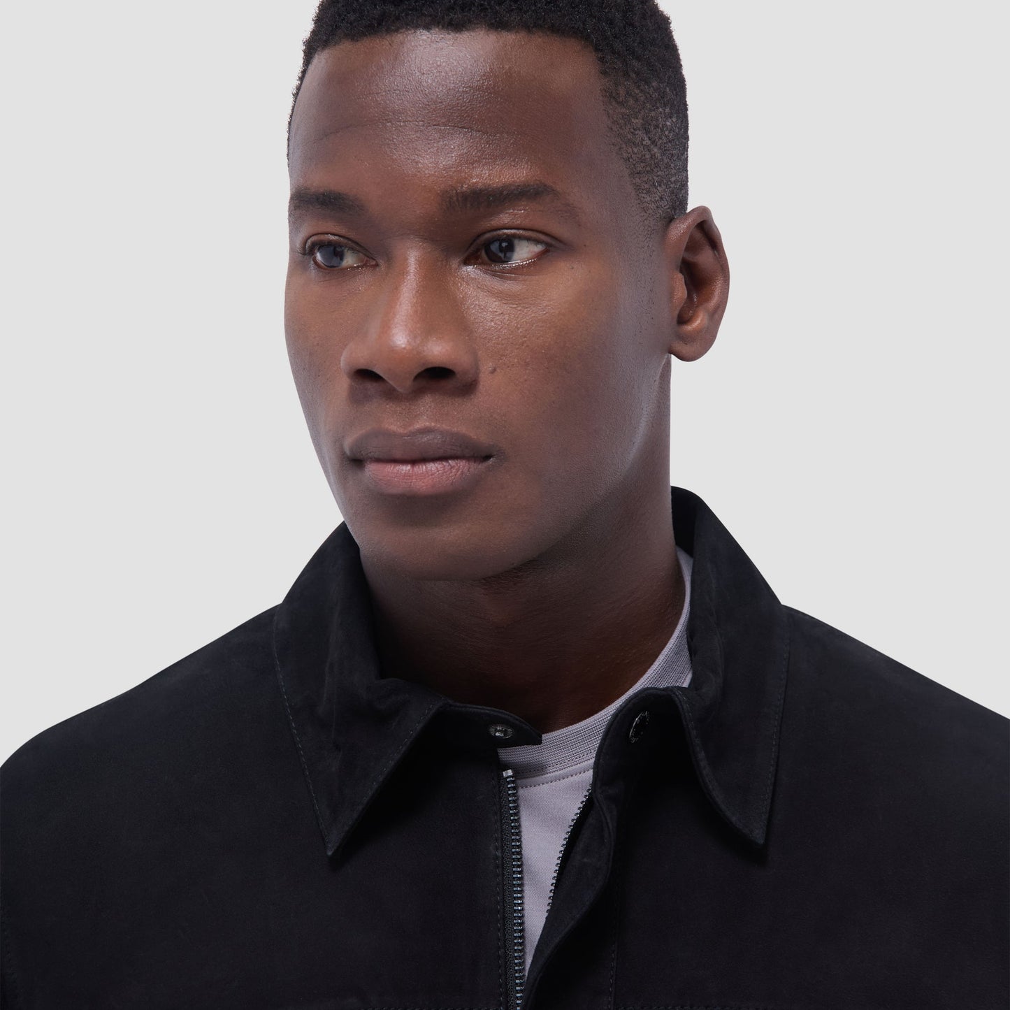 Bugatchi Suede Hybrid Bomber Jacket Black