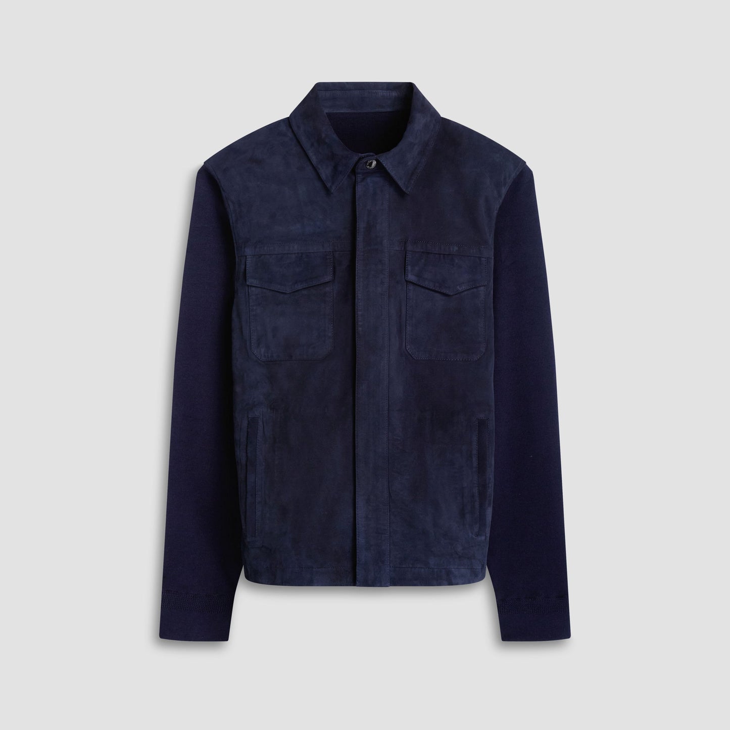 Bugatchi Suede Hybrid Bomber Jacket Navy