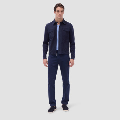 Bugatchi Suede Hybrid Bomber Jacket Navy