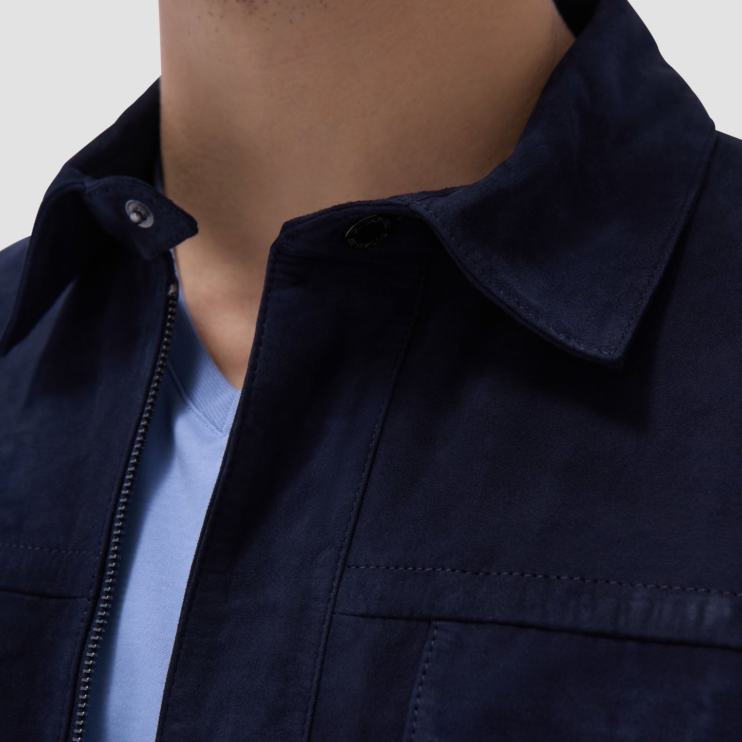 Bugatchi Suede Hybrid Bomber Jacket Navy