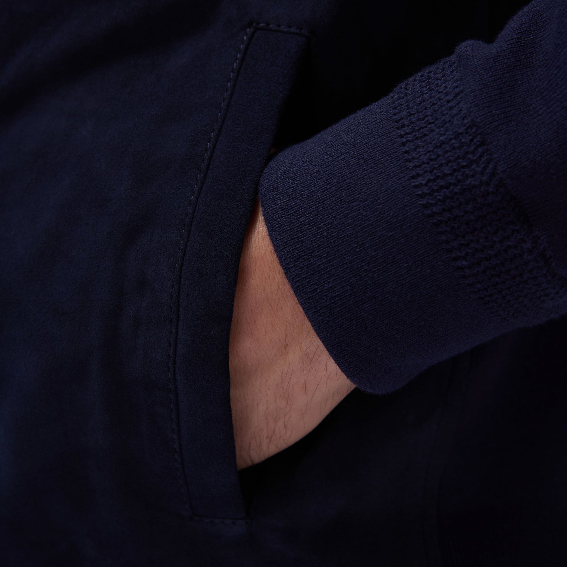 Bugatchi Suede Hybrid Bomber Jacket Navy