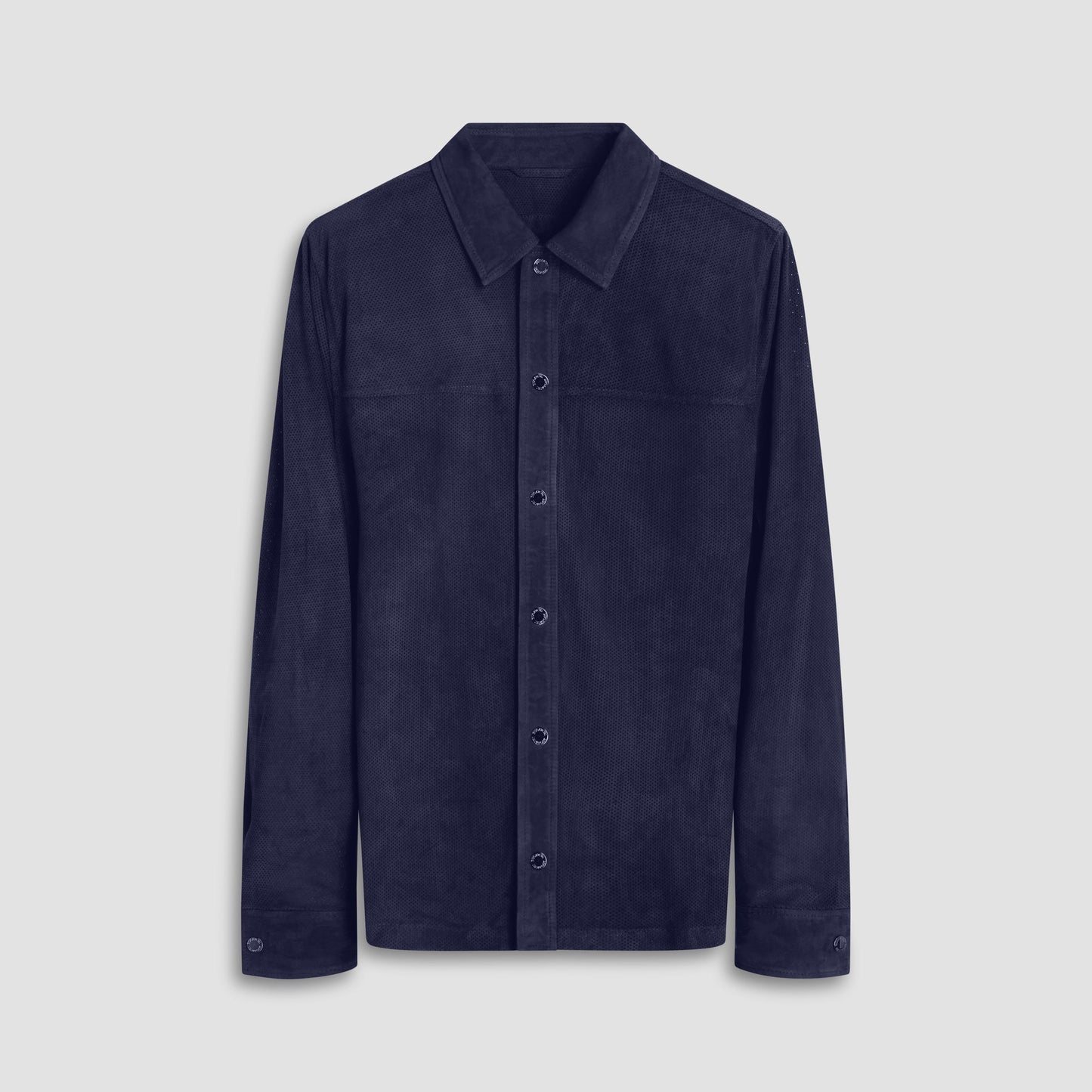 Bugatchi Perforated Suede Shirt Jacket Navy