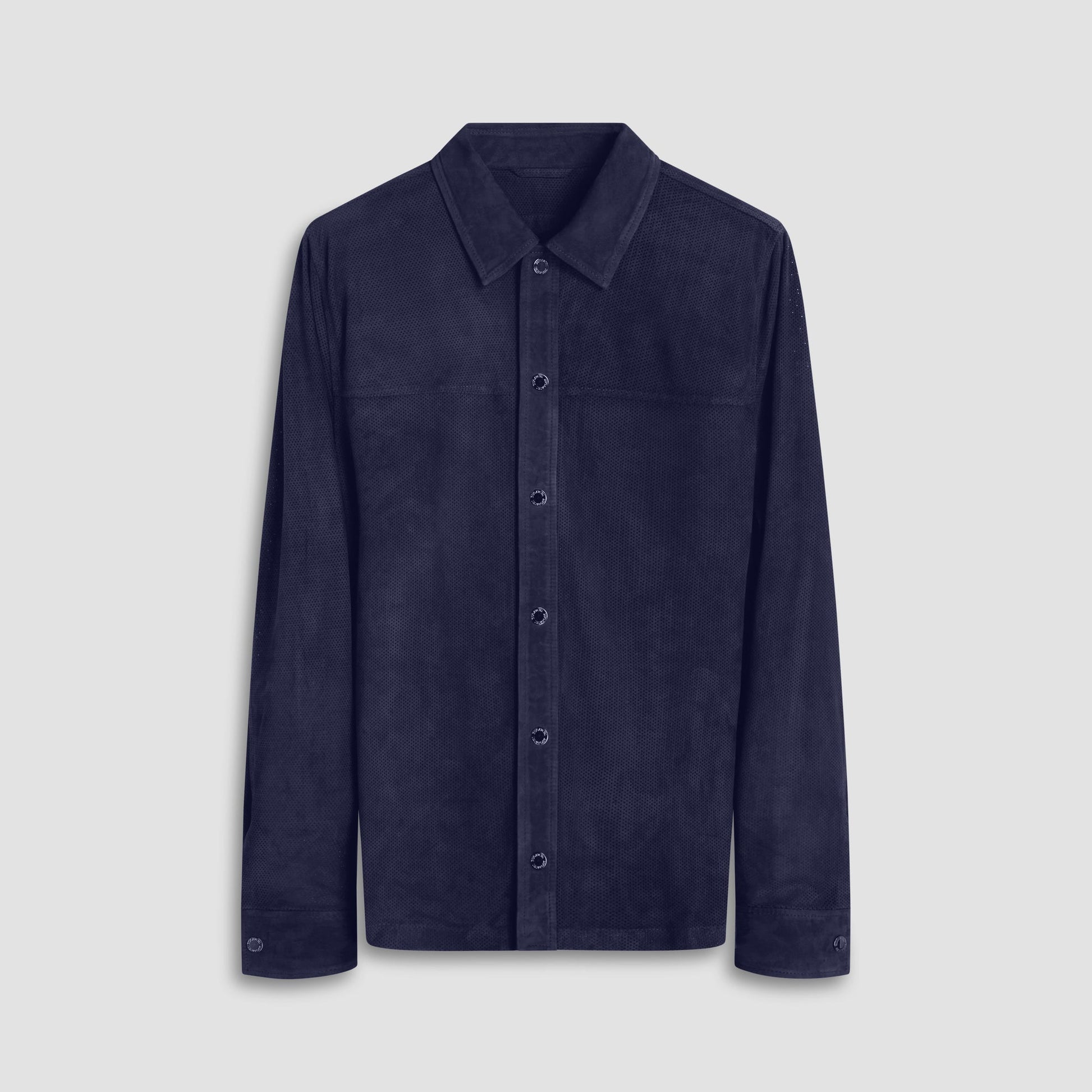 Bugatchi Perforated Suede Shirt Jacket Navy