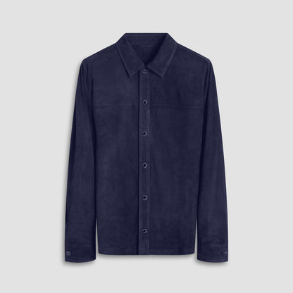 Bugatchi Perforated Suede Shirt Jacket Navy
