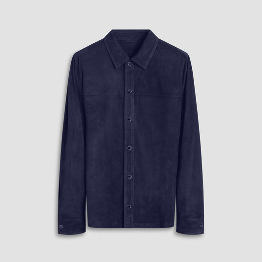 Bugatchi Perforated Suede Shirt Jacket Navy